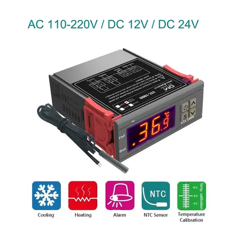 STC1000 LED Digital Temperature Controller AC110-220V Relay Thermoregulator Thermostat with NTC Sensor for Heater Freezer Fridge