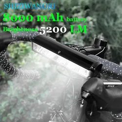 P90 Wick*5 5200LM Ultra Bright Bicycle Light USB Rechargeable LED Bike Headlight Waterproof Bike 8000mAh Powerful Led Flashlight