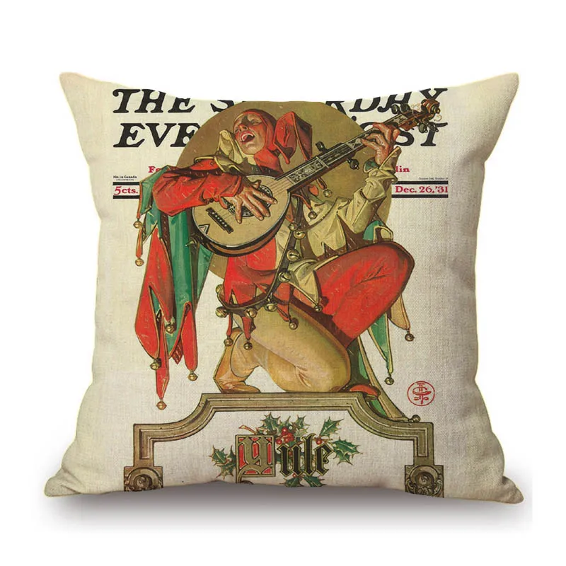 US Artist J.C. Leyendecker Illstration Comics Art Retro Nostalgic Cartoon Kids Thanksgiving Linen Pillow Case Cushion Cover Case