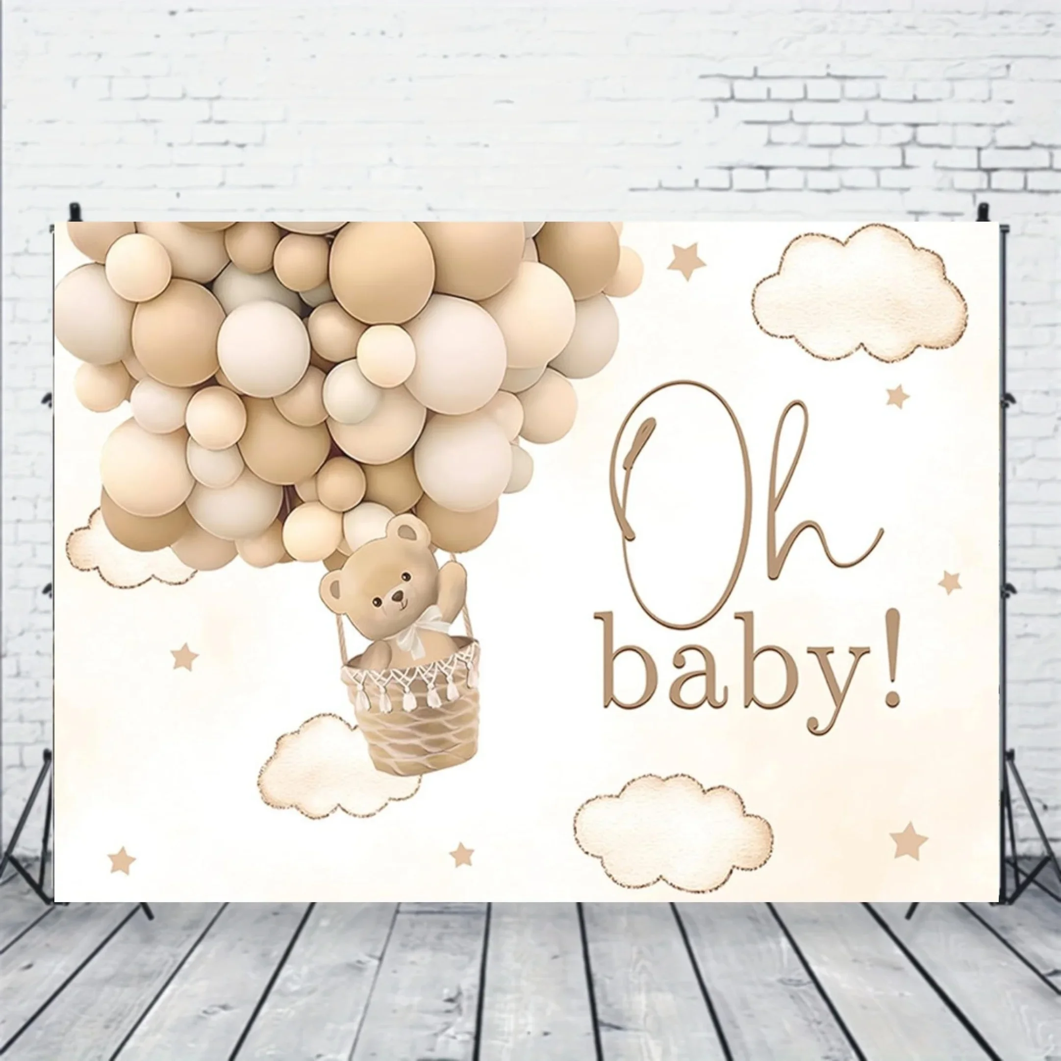 Une pièce, décoration de fond de fête d'anniversaire, design étoile et ballon, thème de célébration neutre, arrière-plan de photographie