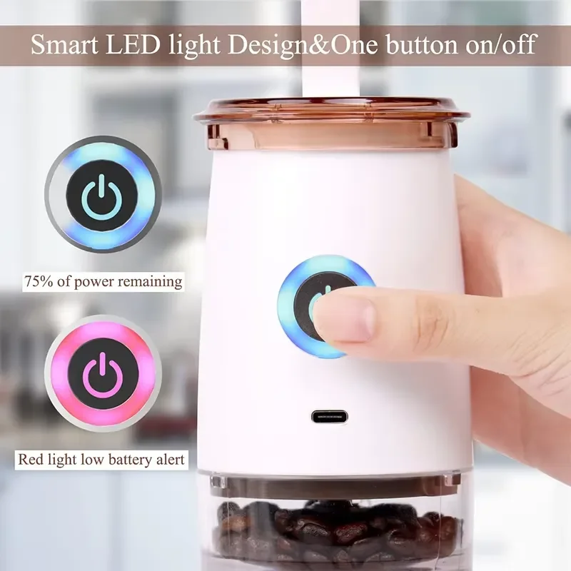 EE1 for Wireless Stainless Steel Coffee Grinder Portable Electric Burr Mill USB Charging Touch Control for Household Car view 3