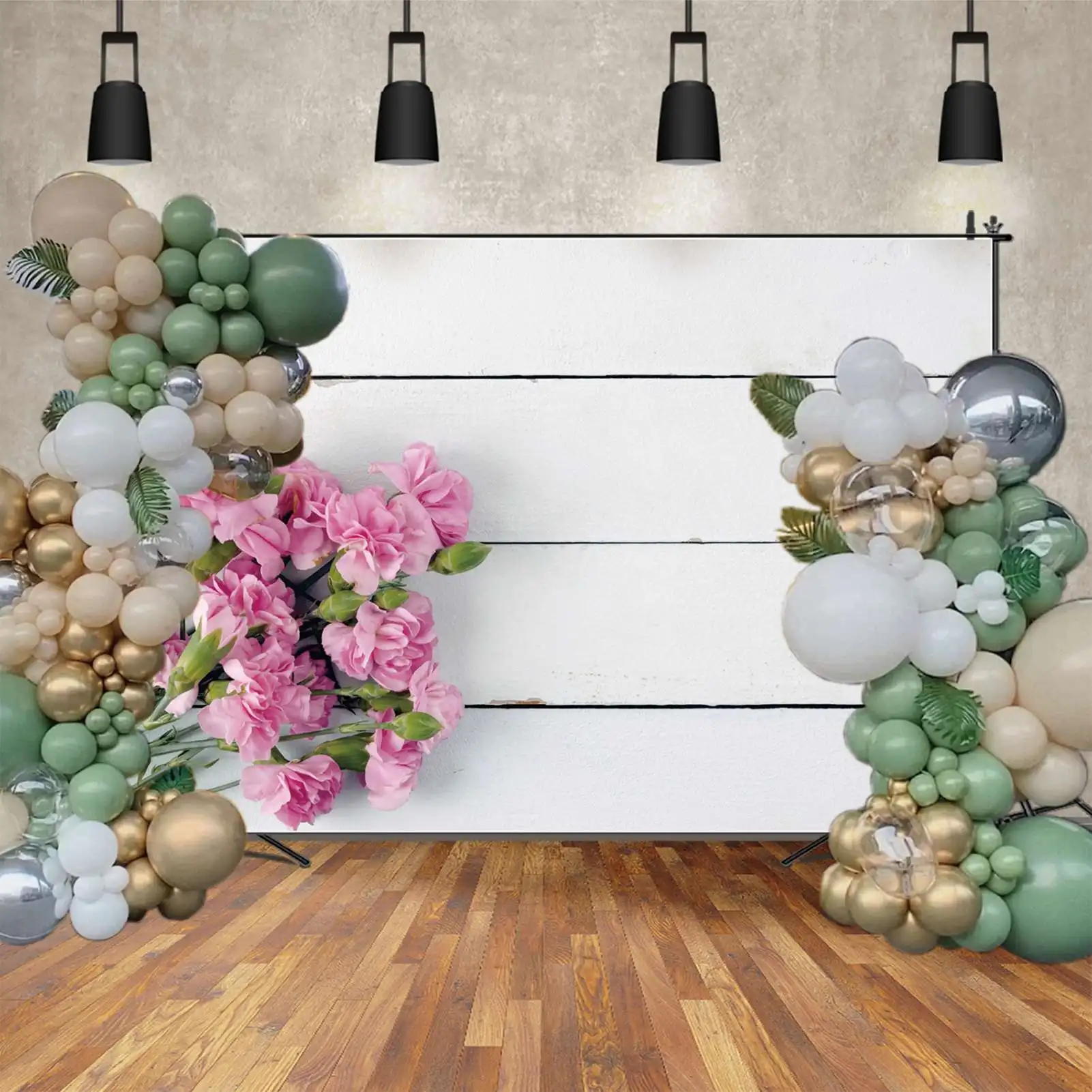 Frühling rote Blumenstrauß Kulissen Fotografie weiße Holzbrett Planken maßge schneiderte Kinder Photo booth Foto Hintergründe