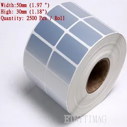 2500 Sheet/Roll Label Sticker 50mmx30mm Thermal Transfer Transfer Silver PET Label Self-adhesive For ZEBRA bar code printing