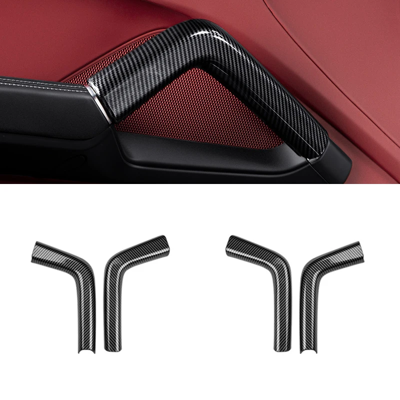 ABS Car Interior Carbon Fiber Pattern Door Central Handle Pull Protective Cover Trim For Porsche Cayenne 2018 - 2024