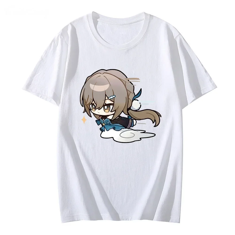 Honkai Star Rail Print Women T-shirt Loose Short Sleeve T Shirts Kawaii Cartoon Anime Clothes Summer Unisex Casual Clothing Tops