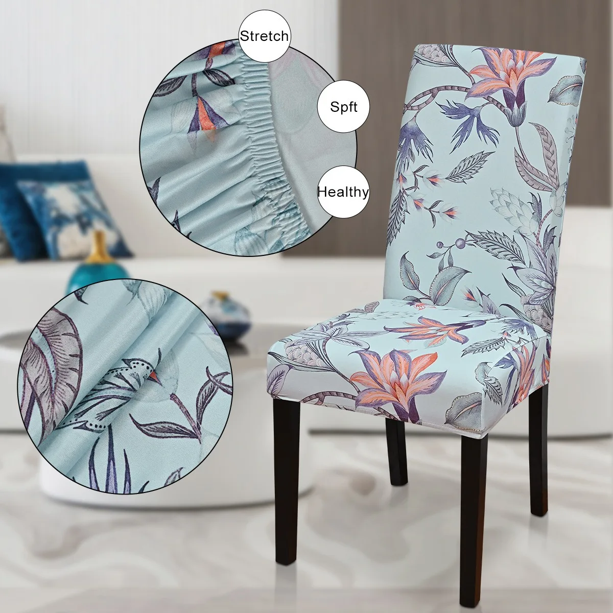 

1PC Printed Chair Cover Stretch Washable Removable Big Elastic Chair Covers Seat Slipcover for Banquet Hotel Kitchen Living Room