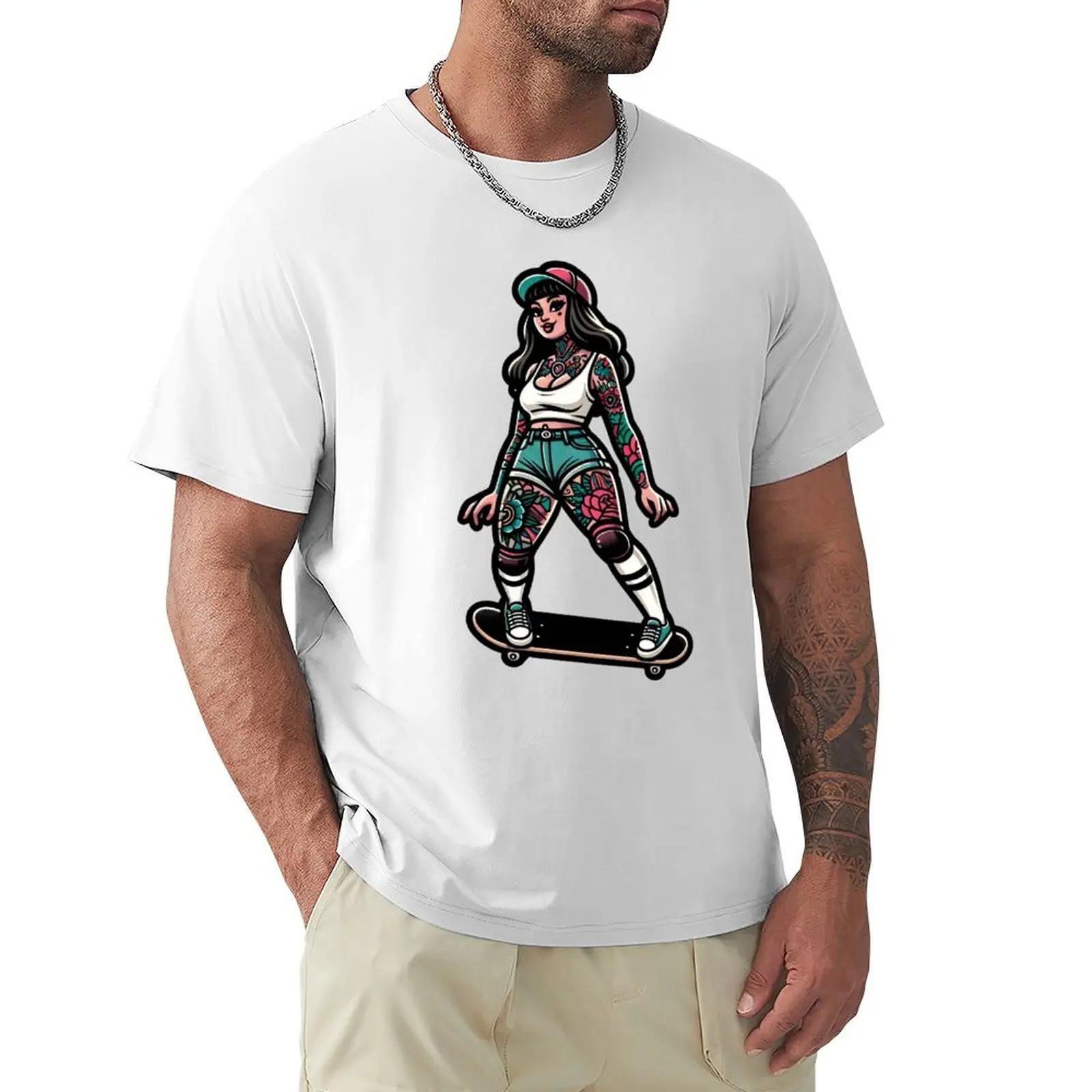 Skateboard Pinup T-shirt Blouse graphics quick-drying new edition Short sleeve tee men