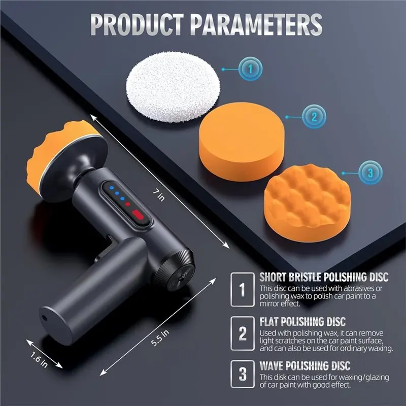 Light Weight Buffer-Polisher-Car-Polish-Buffer- Cordless Polisher For Car Detailing - Orbital Buffer Polisher Polishing Waxing