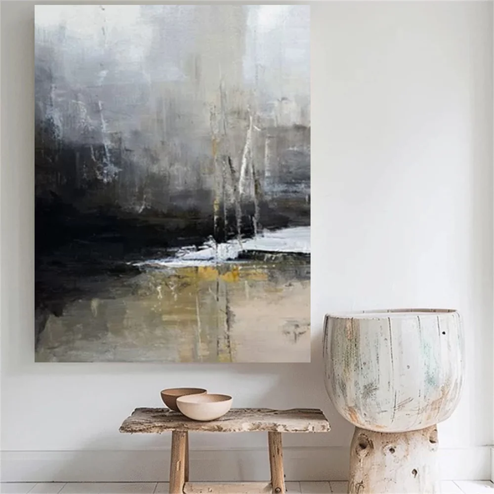 Best Pure Handmade 3d Textured Birch Trees Canvas Painting Wall Art Abstract Forest Landscape Tree Wall Pictures For Living Room