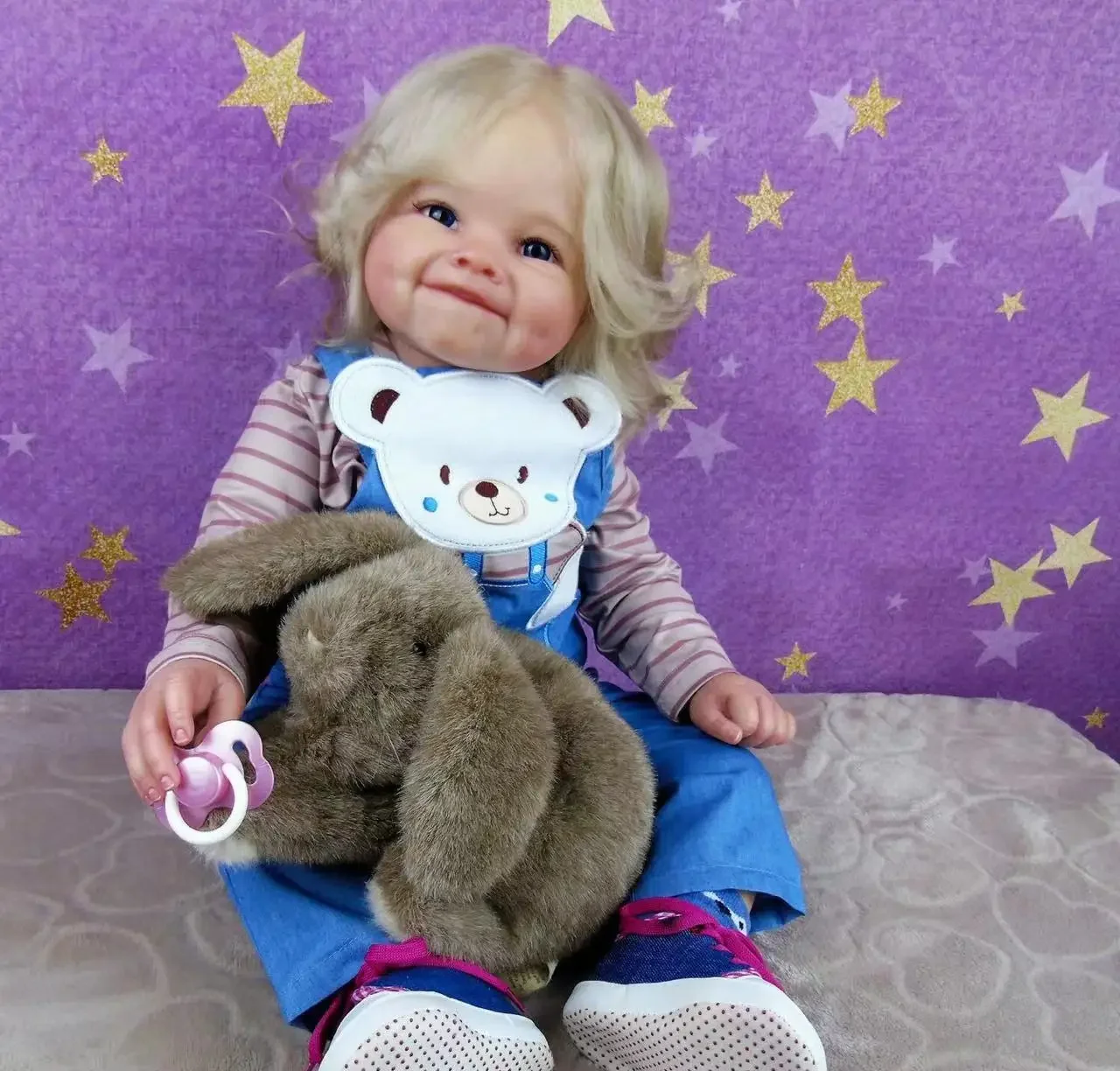 St.Store, suministro limitado personalizado, bebé Reborn Raya de 28 pulgadas con pelo blanco, muñeca ya terminada, regalo de Navidad