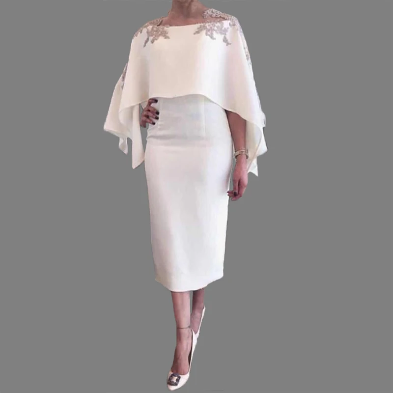 2020 High Quality Batwing Sleeve Brief Paragraph Wide-waisted Skirt Embroidery Applique Satin Mother of the bride Dresses