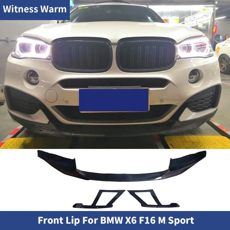 Carbon Fiber Front Bumper Lip Spoiler Splitter Chin Protector for Bmw X6 F16 m Tech m Sport Bumper 2015 2016 2017 2018