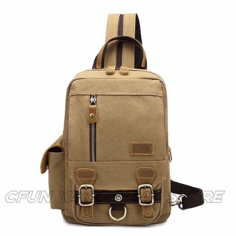 CFUN YA Fashion Trend Luxury Multifunction Men's Cross Chest Bag Canvas Outdoor Unisex Climbing Backpack College Shoulder Bags