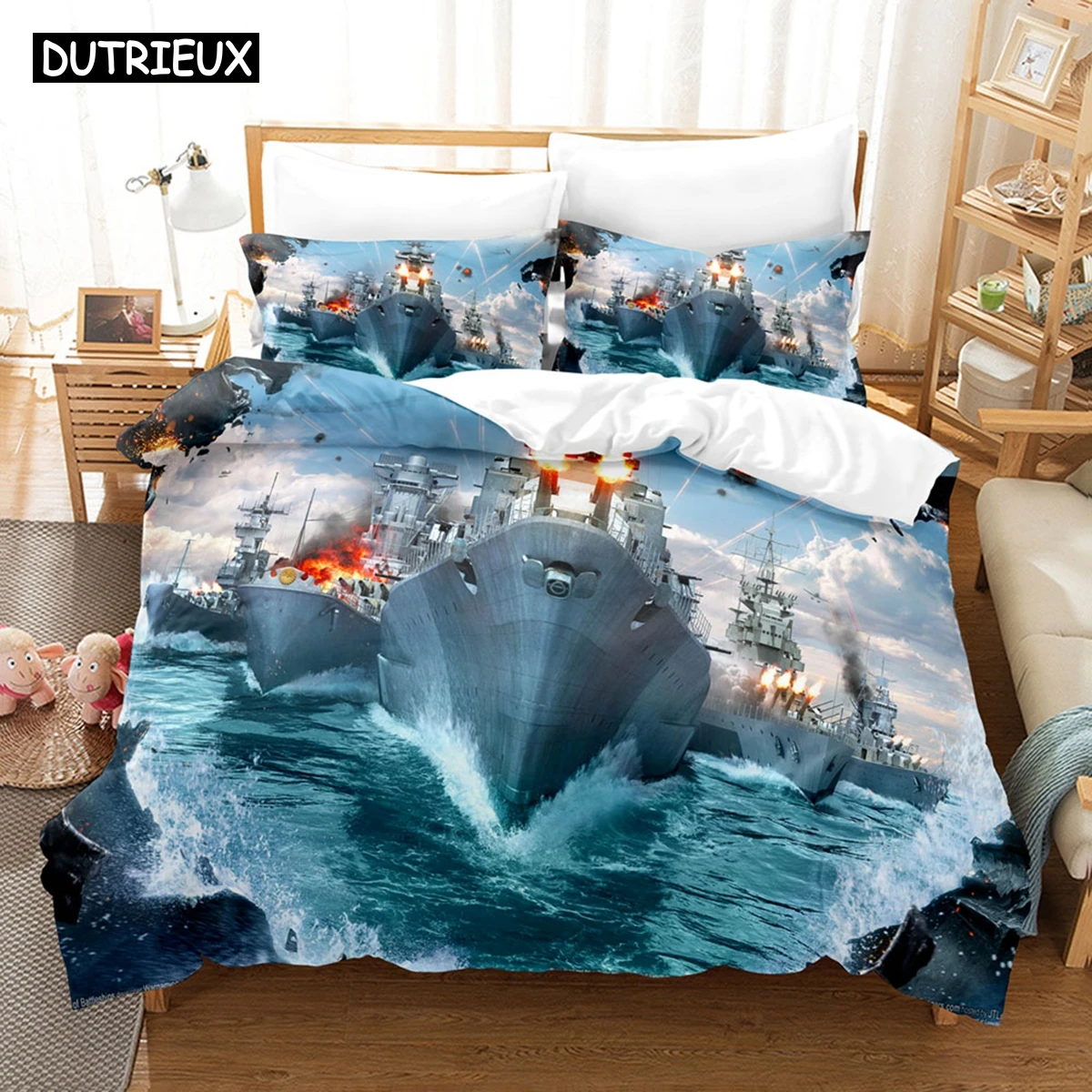 3D World Of Warships Bedding Sets Duvet Cover Set With Pillowcase Twin Full Queen King Bedclothes Bed Linen