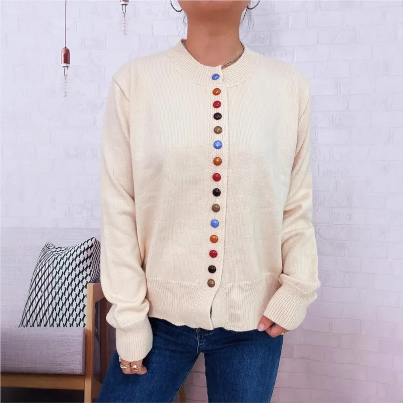 2025 Herfst Winter Nieuwe Elegante Woon-werkverkeer Vrouwen Gebreide Tops Mode Kleurrijke Knop Vest Casual Effen Kleur Trui Jas