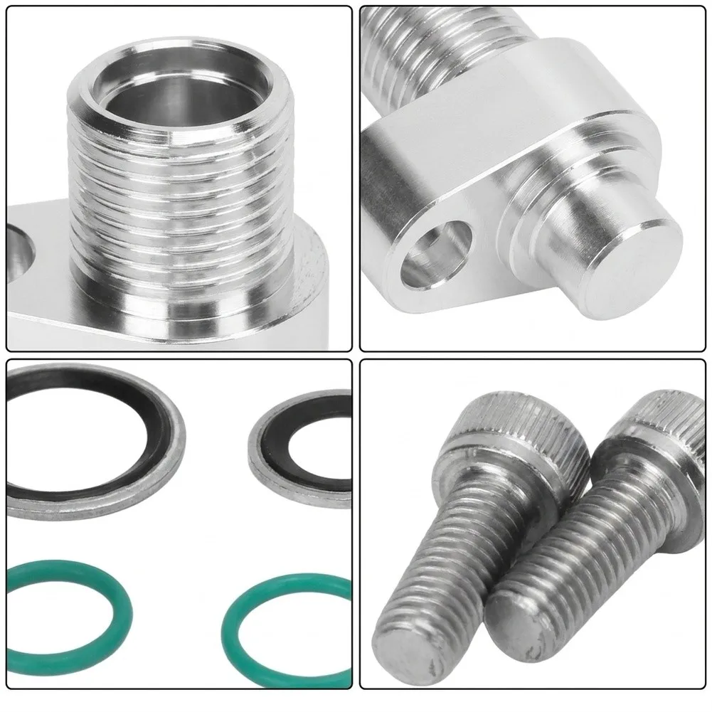 AC Compressor Adapter Kit for Denso 10S17F and 10S20F OEM 451-1105 451-1106 Aluminum Alloy Fittings with O Rings and Bolts