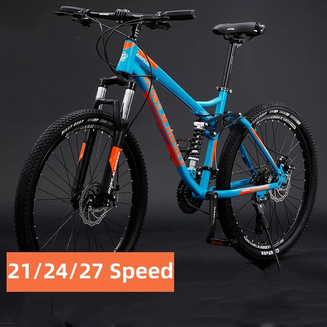 24 26 Inch Soft Tail Mountain Bike Dual Shock Absorbing Bike 21 24 27 Speed Cross country MTB Bicycle Mechanical Disc Brake AliExpress