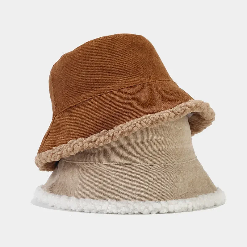 Autumn Winter Cotton Solid Warm Fisherman Hat Bucket Hat Outdoor Travel Sun Cap For Men And Women 202