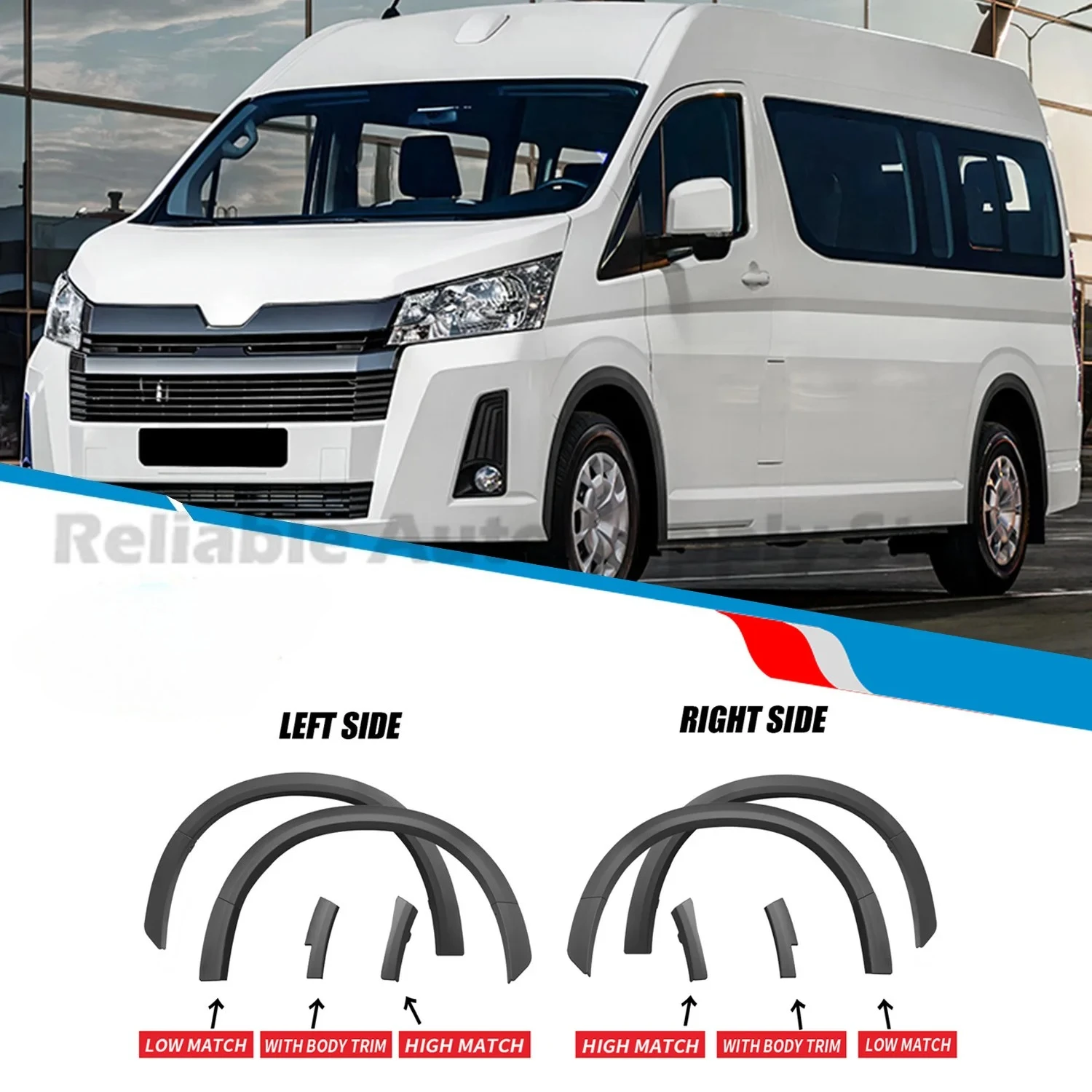 

For Toyota Hiace H300 Fender Flare Styling Kit Premium Wheel Arch Cover Upgrade Look Addon Panels Durable ABS Plastic