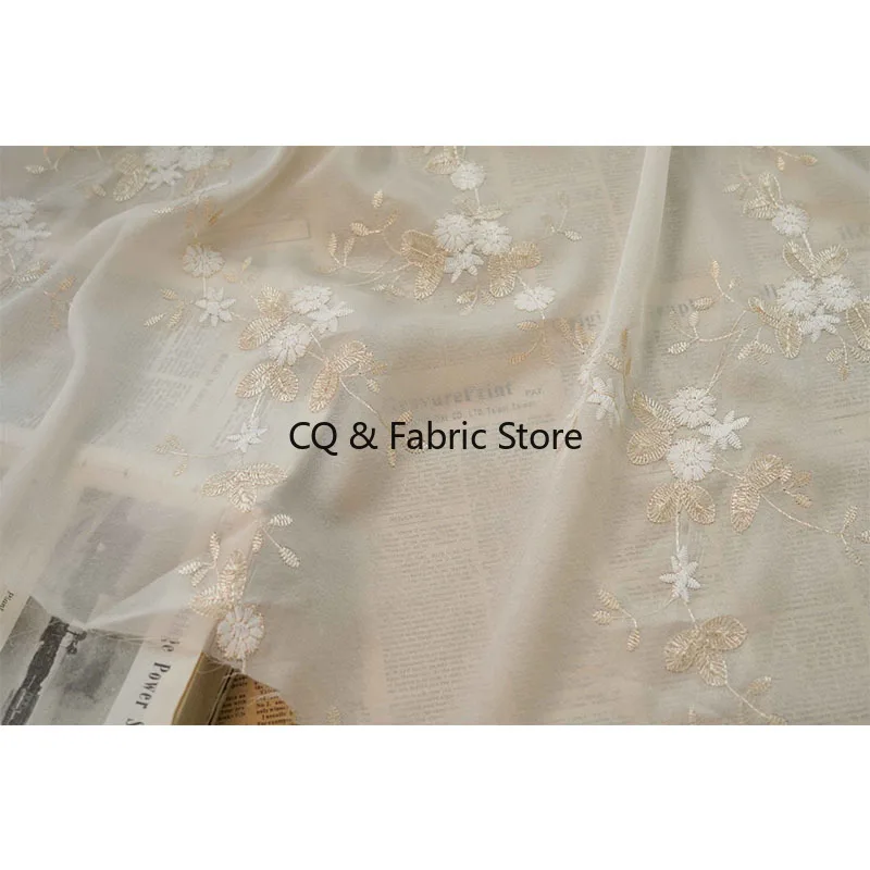 Soft flwoer Embroidered Floral Lace Fabric for Women's Dresses Skirt Apparel Sewing Fabric 1 Meter