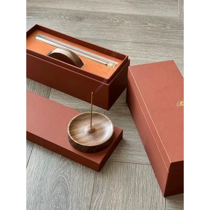Home Zen Aromatherapy Set, Natural Sandalwood Incense Sticks, Walnut Wood Incense Tray Holder for Living Room Bedroom