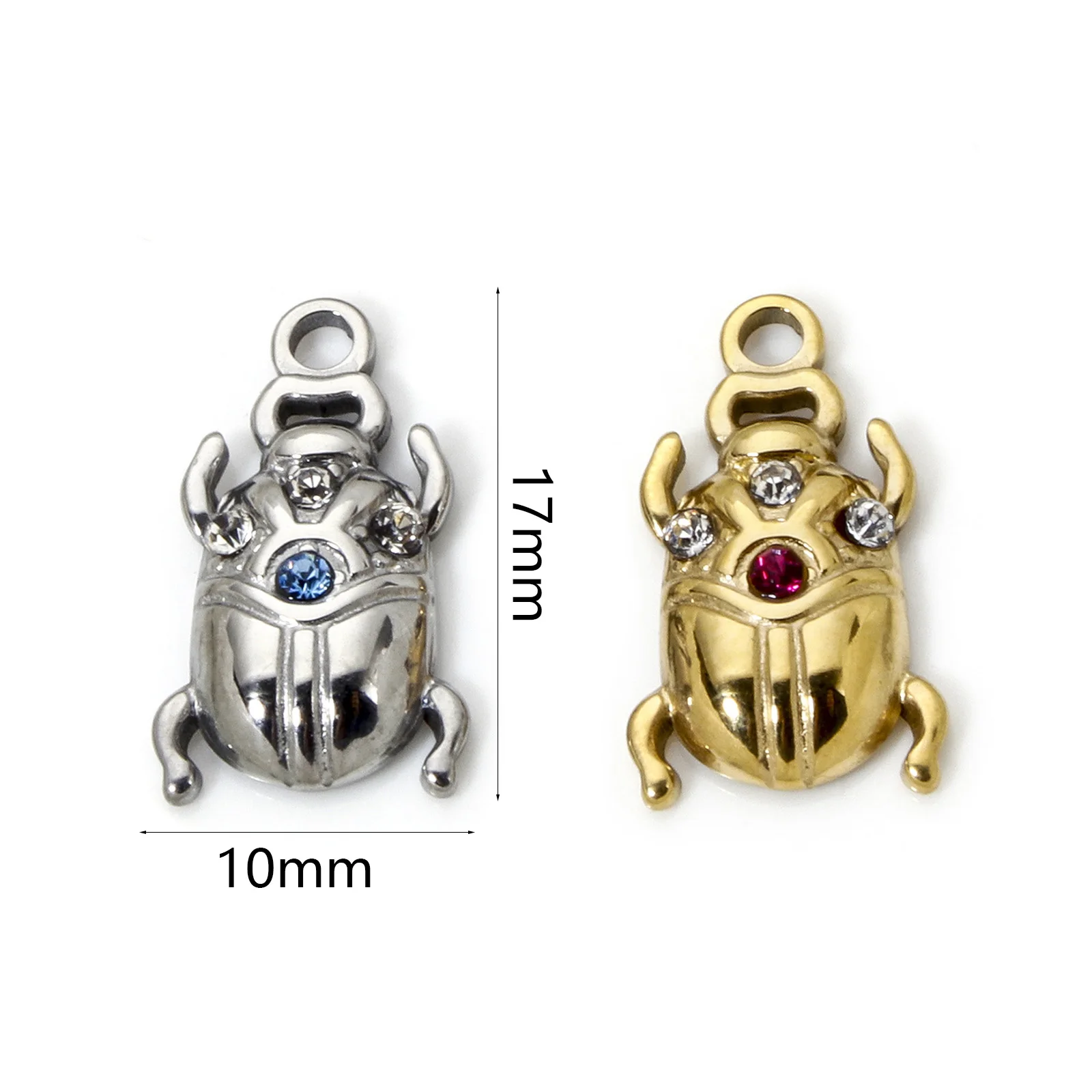 1pc New Stainless Steel Charms Multicolor Insect Ladybug Animal Multicolor Rhinestone Pendant DIY Necklace Jewelry 17mm x 10mm