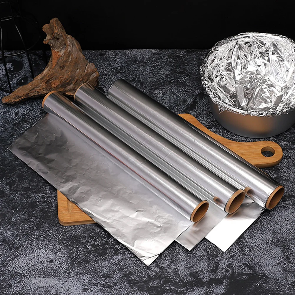 2 Rolls Aluminum Tin Foil Barbecue Paper Non Stick BBQ Tinfoil Oven Baking Wrapping