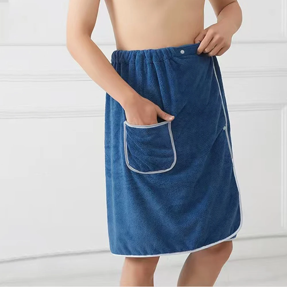 Men Home Bathrobe Men Adjustable Towel Wrap 65 140cm 25.6 55.1inch Men's Plush Bathrobe Polyester Moderate Elasticity