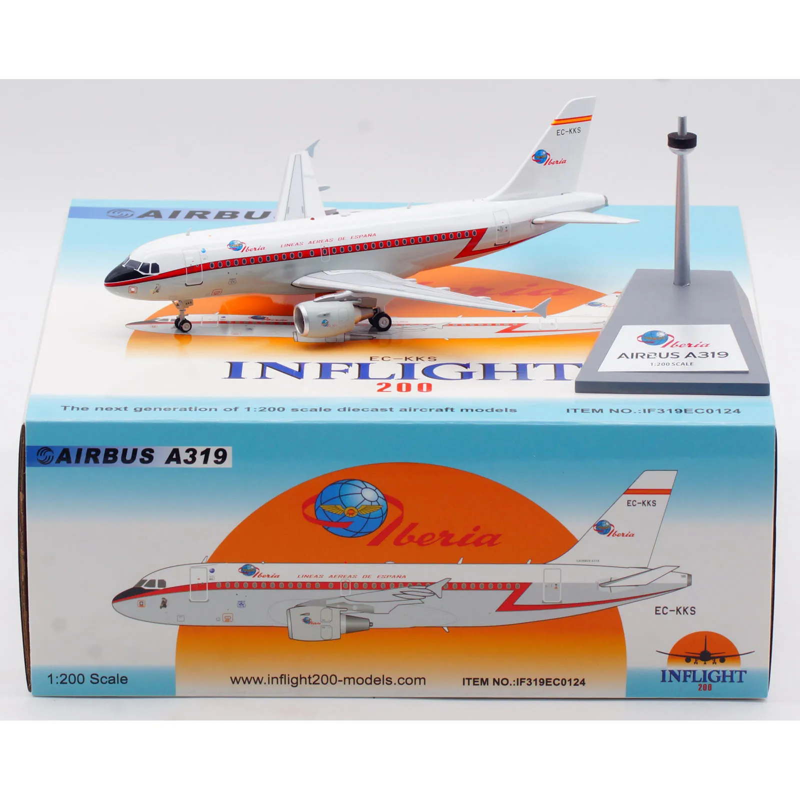 

IF319EC0124 Alloy Collectible Plane Gift INFLIGHT 1:200 Iberia Airlines Airbus A319 Diecast Aircraft Jet Model EC-KKS With Stand