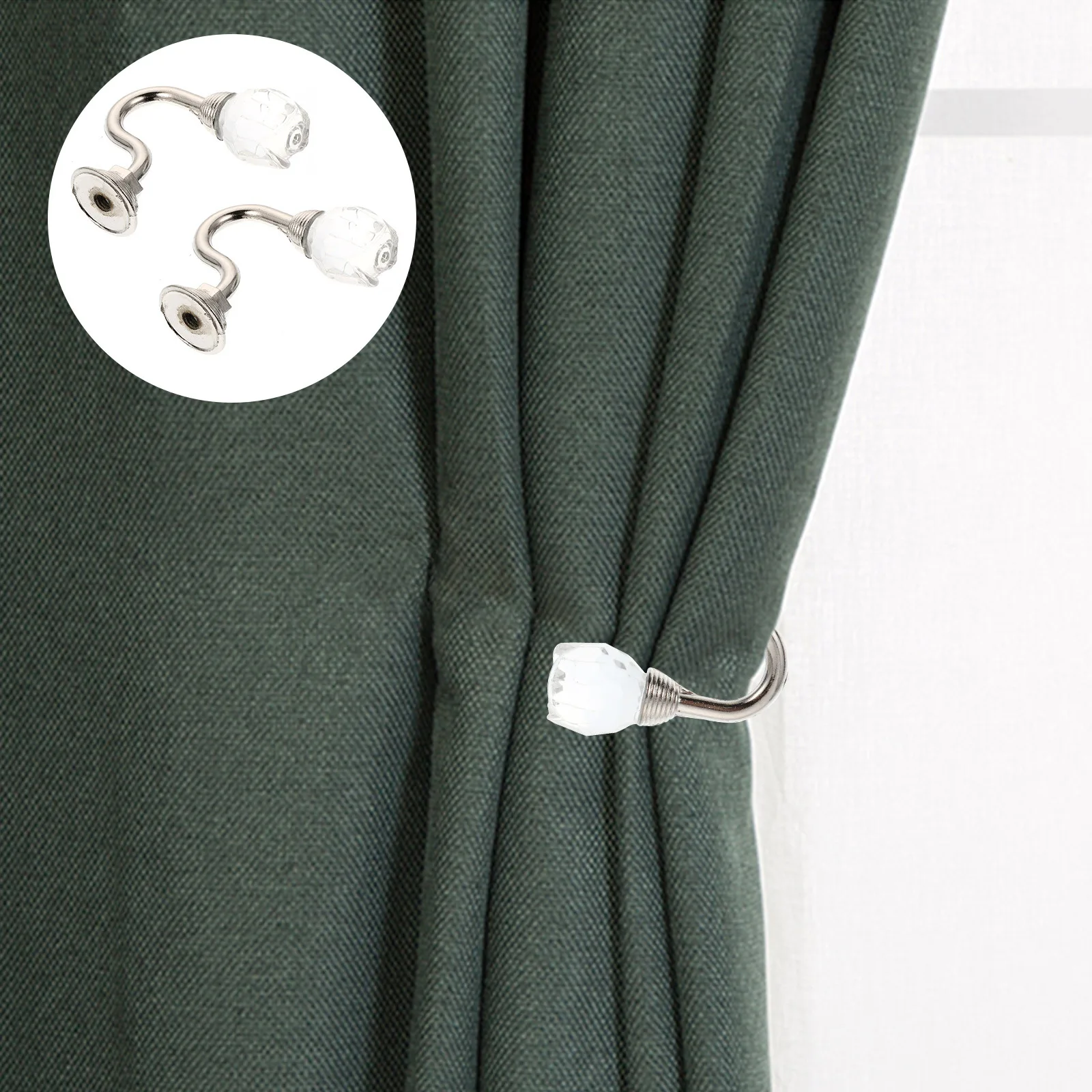 1 زوج كريستال خطاطيف الستائر سبيكة Pothooks التصميم الكلاسيكي أنيق Tieback للمنزل فندق ديكور U-شكل الحديد اكسسوارات