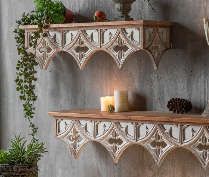 B & B soggiorno decorativo da parete rack in stile retrò oggetti di scena americano vecchio ristorante mensola caffè sfondo muro