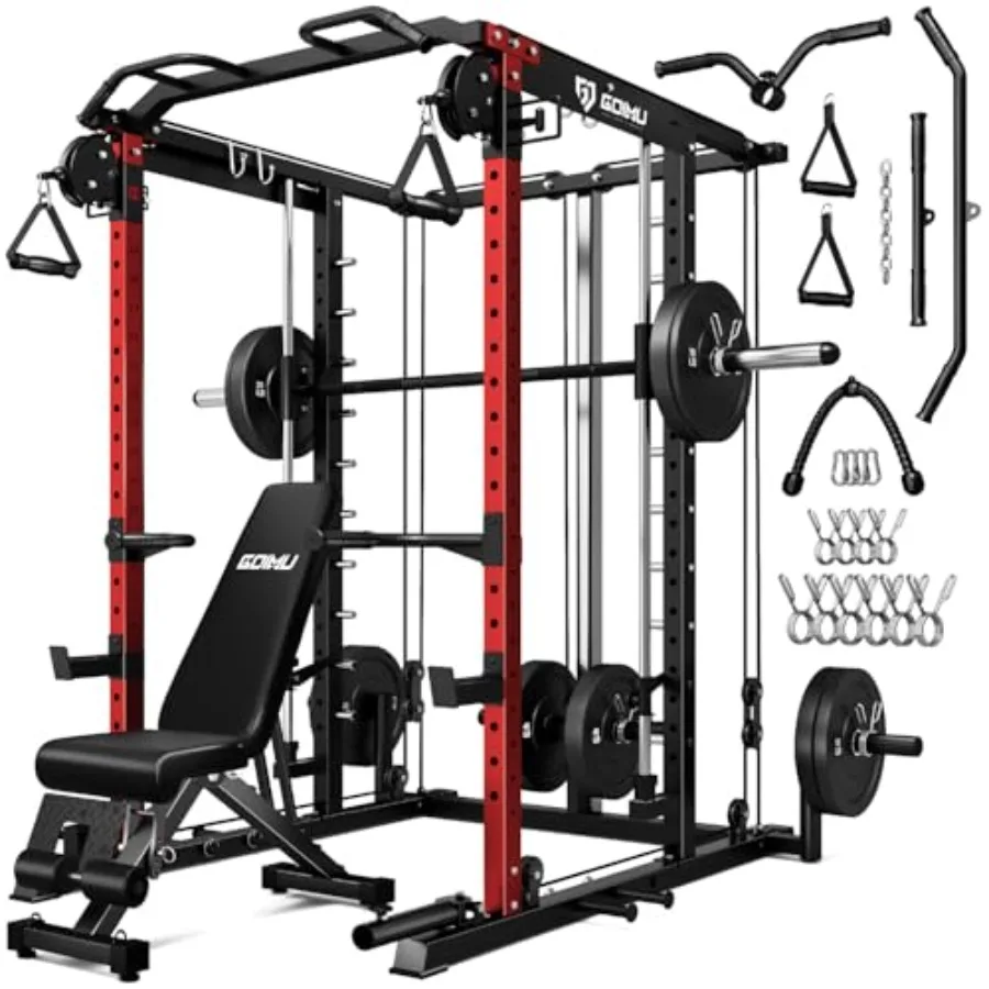 

Многофункциональная силовая рама S1-V4 Smith Machine 2000LBS с кроссоверной системой и стойкой для приседаний, тренажер для силовых тренировок