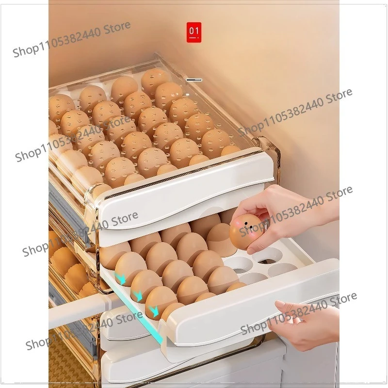 Egg storage box, food-grade drawer type egg rack for refrigerator, household kitchen finishing artifact