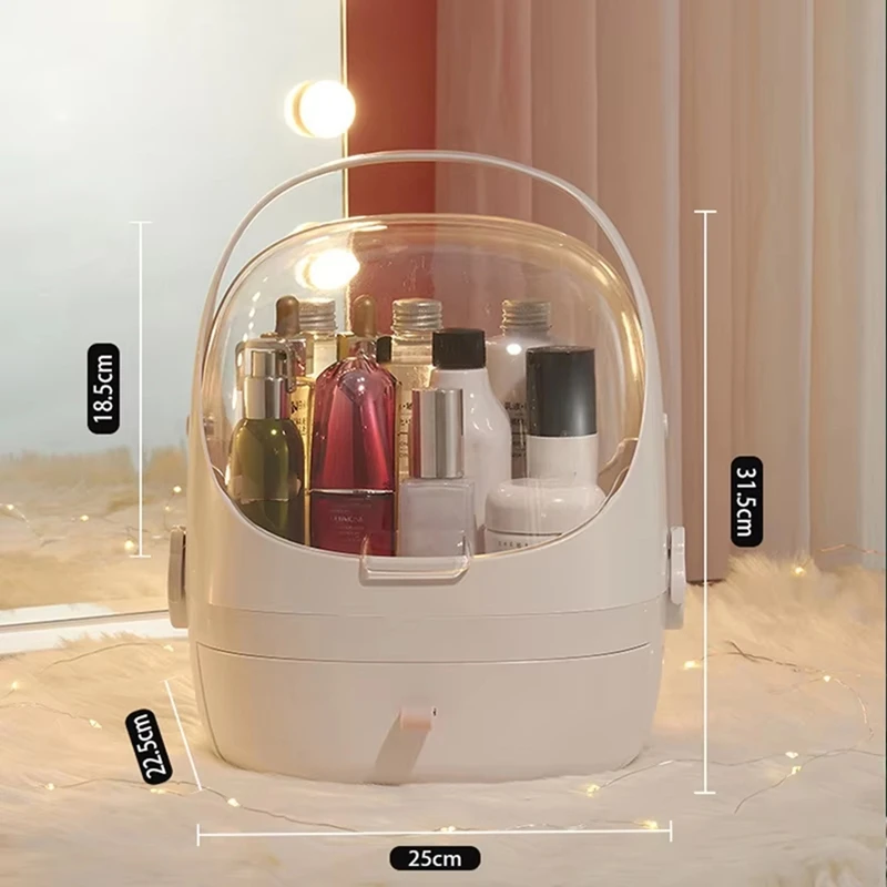 

Large Capacity Dustproof Cosmetic Storage Box,Desktop Makeup Organizer for Bathroom with Skin Care Product Drawers-SPMI
