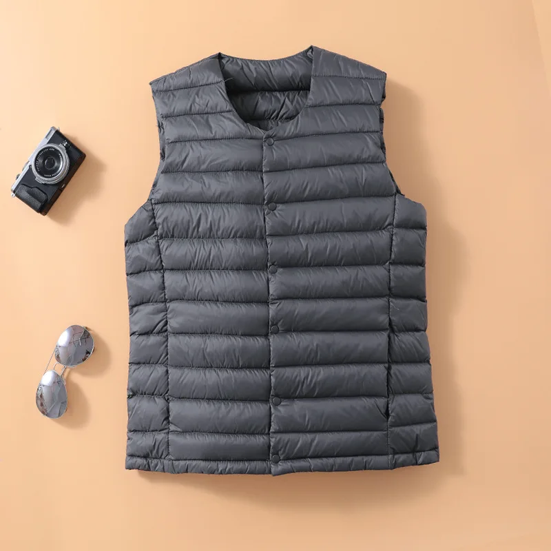 0-10 ℃ Man Draagbare Witte Eend Donzen Vest Jas Ultra Lichte Mouwloze Jassen 2024 Herfst Winter Mode Puffer Vest Voor Mannen