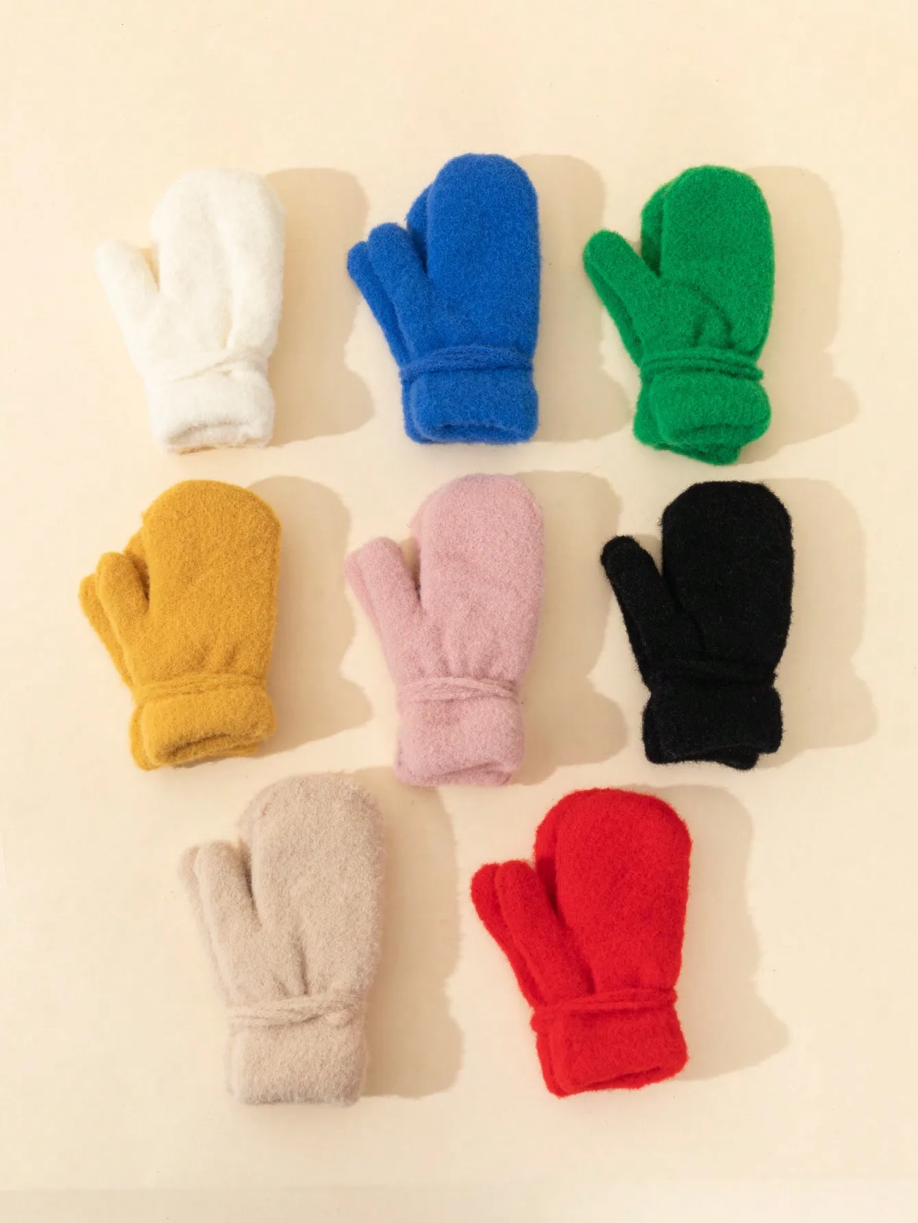 1pair 3‑7Y Kids Knitted Mittens With Hanging Strap, Candy Color Mink Fleece Gloves for Boys Girls Daily Autumn Winter Wear