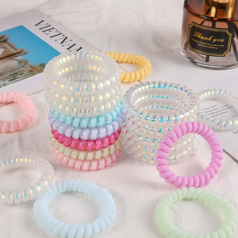 1Pcs/set New Fashion Matt Solid Telephone Wire Elastic Hair Band Frosted Spiral Cord Rubber Band Hair Tie Stretch Head Band Gum