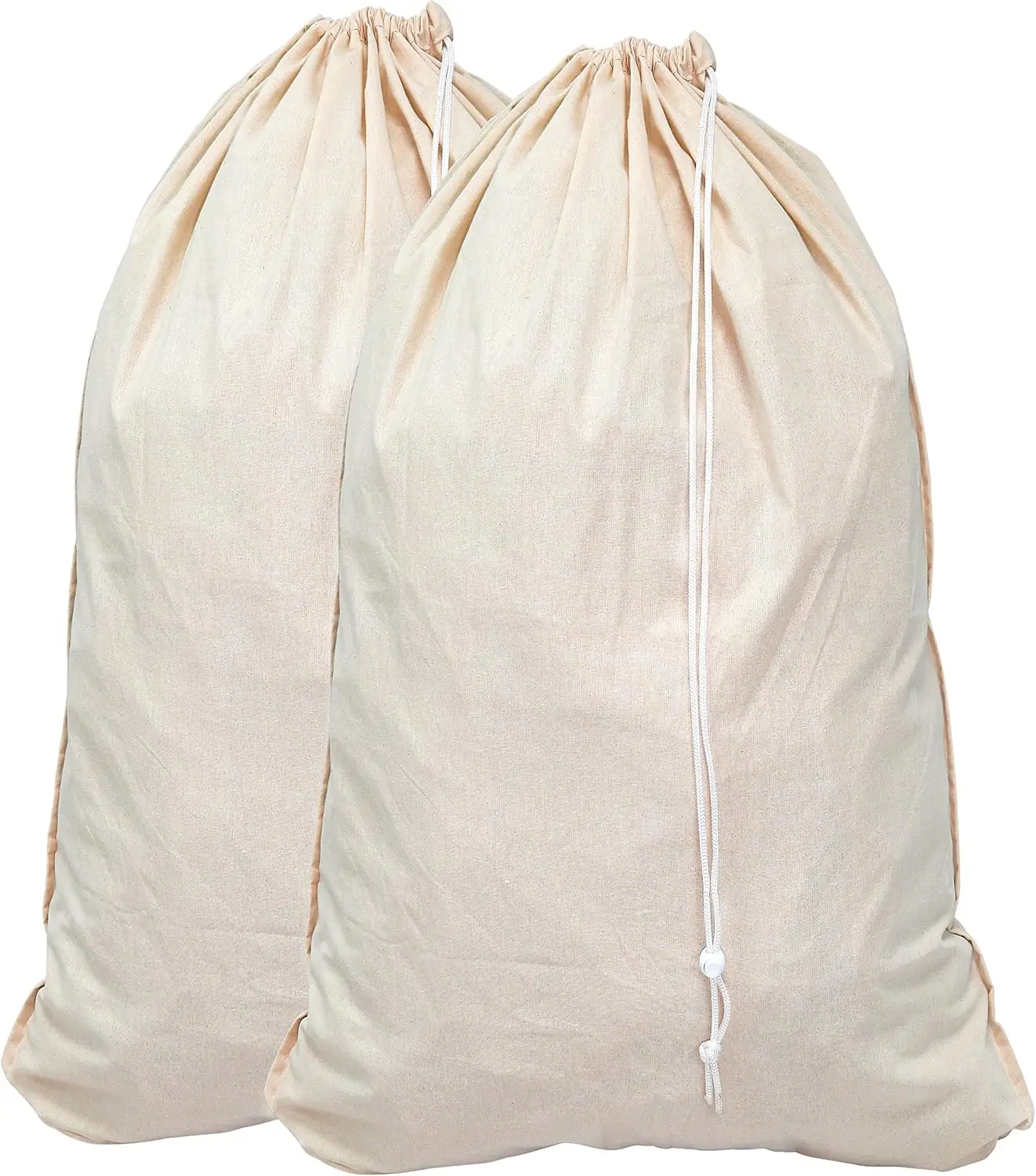 

Extra Large Natural Cotton Laundry Bag, Beige (28" x 36") - 2 Pack
