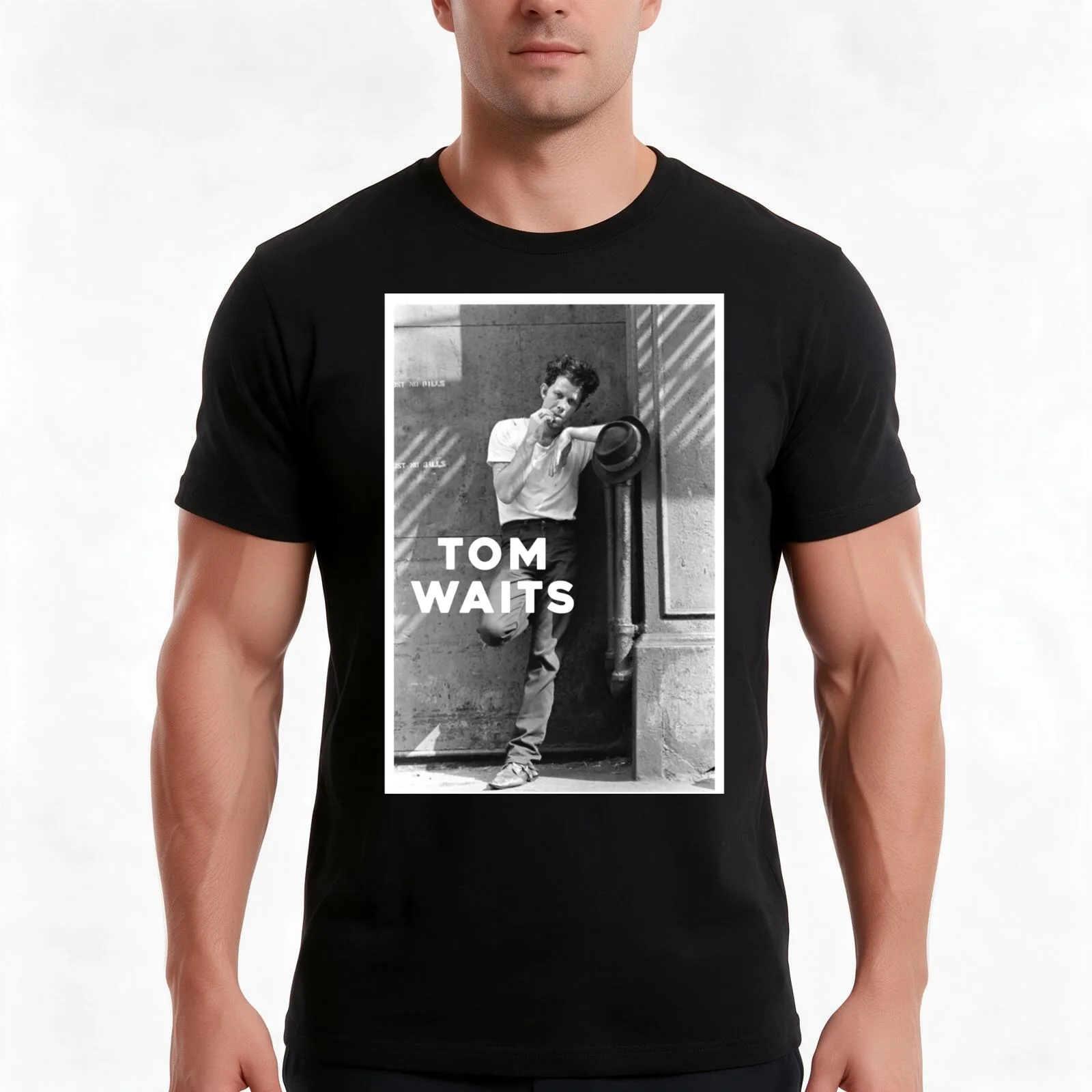 TOM-WAITS T-Shirt, Summer Casual Cotton Tee, Oversized Streetwear Tops, Vintage Graphic Print, Loose Fit Short Sleeve