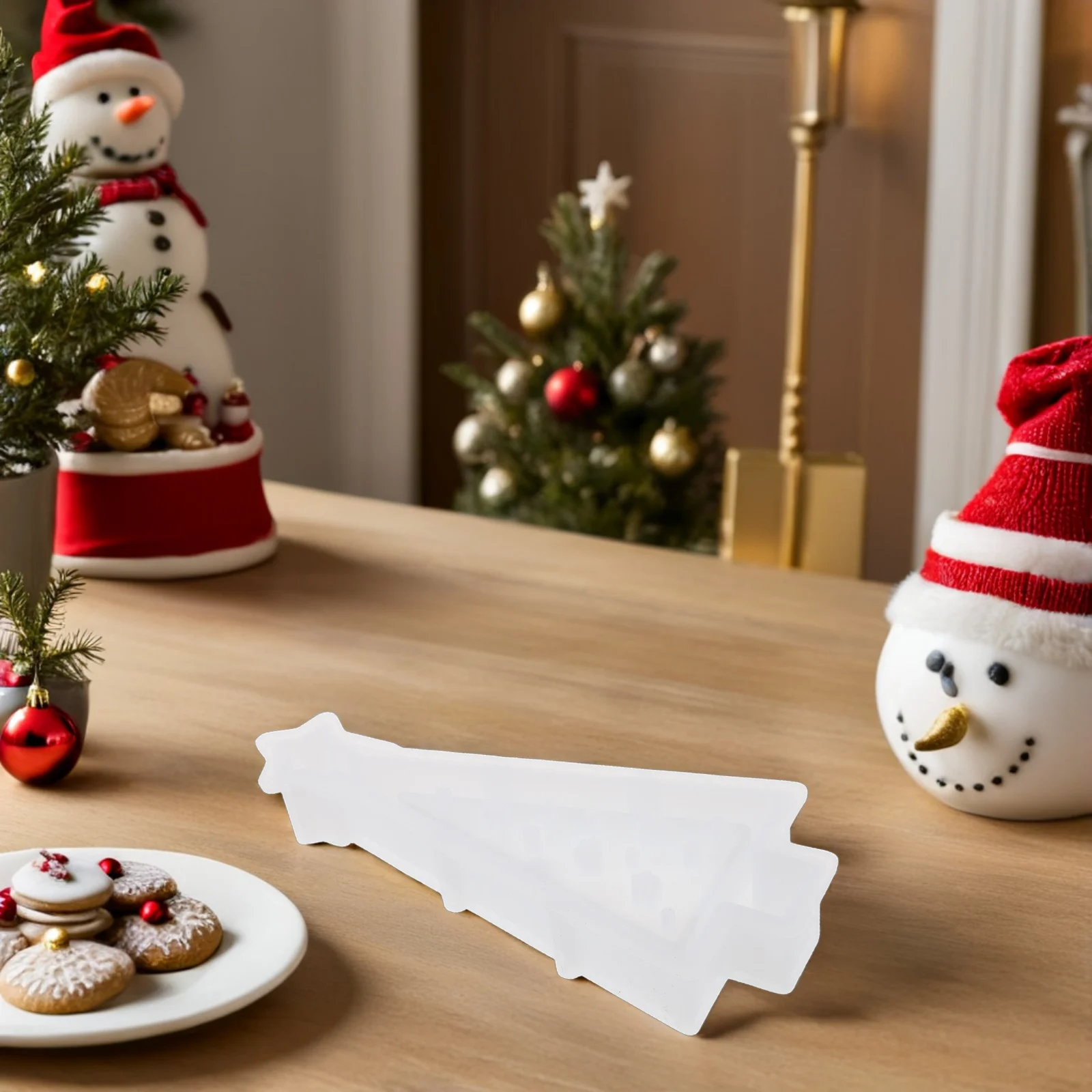 

Christmas Tree Mold Home Decor Light Resin White Silica Gel Bedside Lamp Night