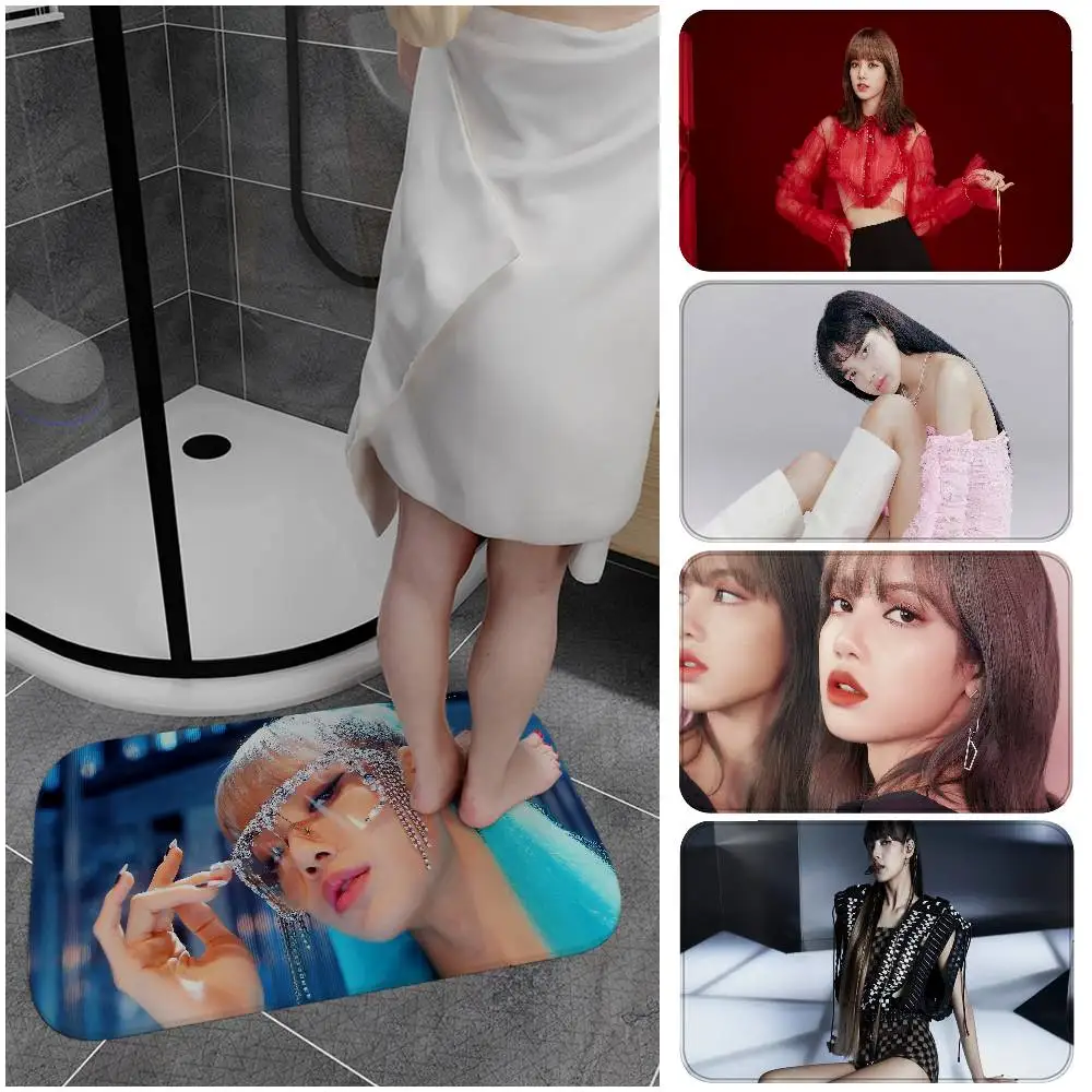 

Kpop Hot Singer L-Lisa Anime Floor Mat Rectangle Anti-slip Home Soft Badmat Front Door Indoor Outdoor Mat Welcome Doormat