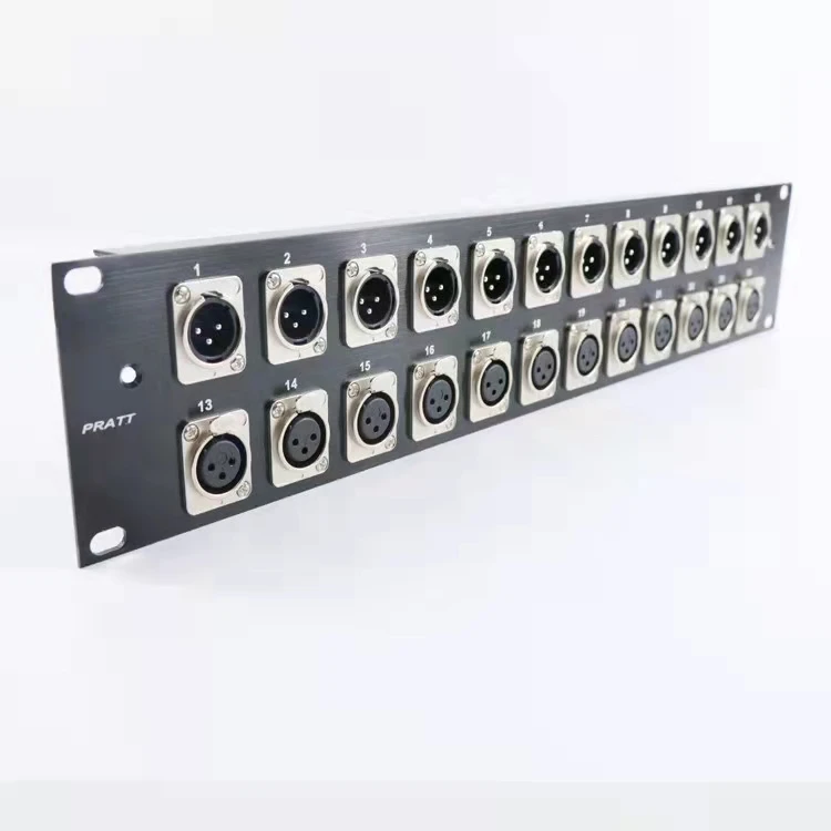 High quality 2U XLR HDMI USB3.0 RJ45 D-Type 24 Way Patch Panel 19\