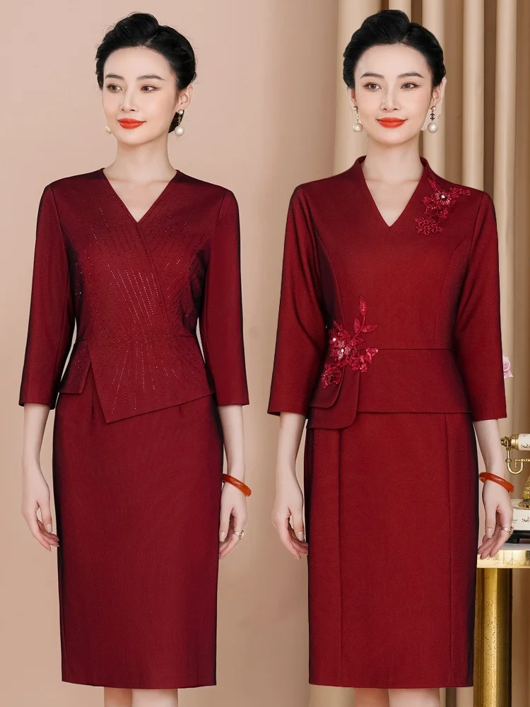 

Elegant Dress for Wedding Celebration Mother-In-Law Spring Autumn New Arrival Formal Mid-Length Ball Gown