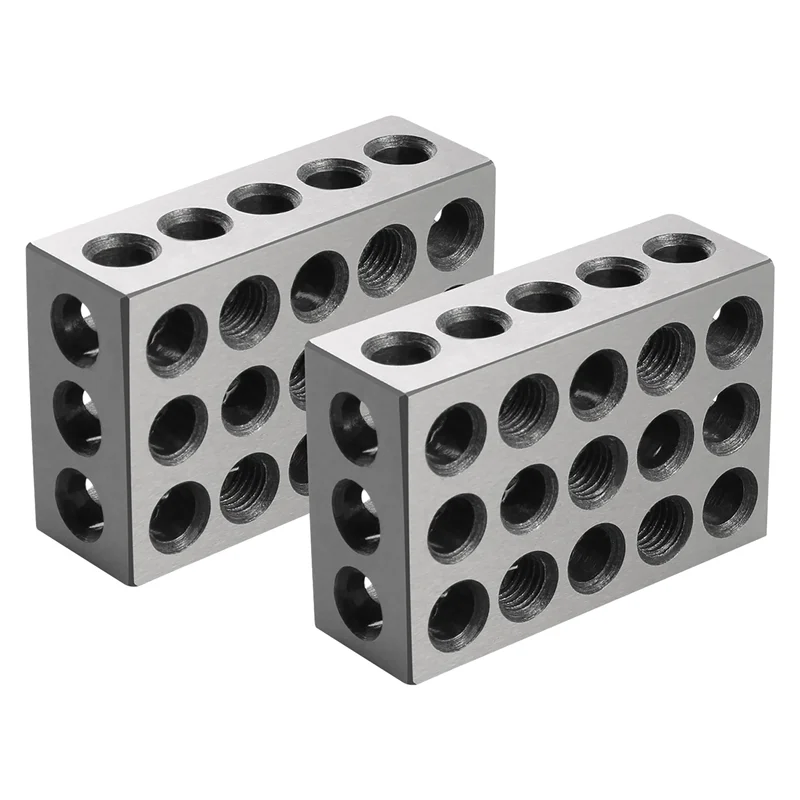 2PCS Blocks Gauge Hardened Steel Parallel Block Set 23 Holes Matched Machinist Milling Tool