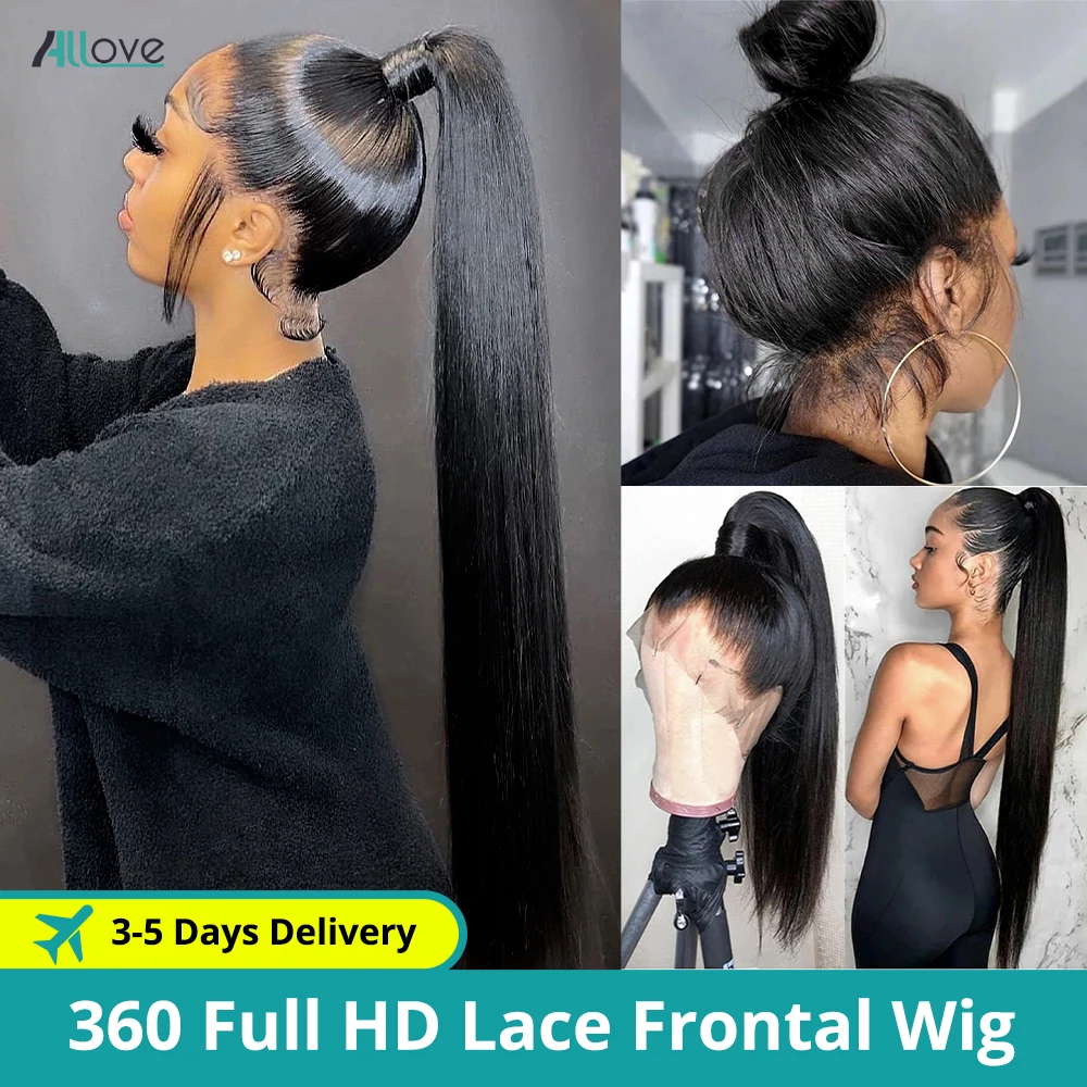 

Allove 360 Lace Frontal Wig Pre Plucked Bone Straight Lace Front Wig Human Hair Brazilian Remy Hair Wigs For Women