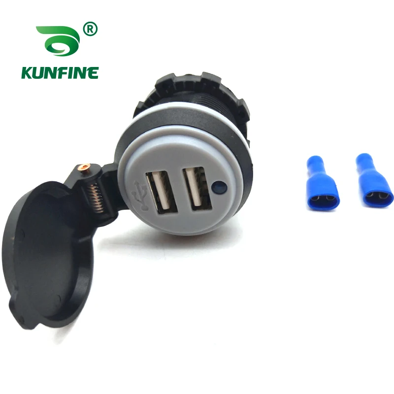 

Автомобильное зарядное устройство с двумя пружинными крышками USB IP66, водонепроницаемое, 4,2 А, 12 В-24 В постоянного тока