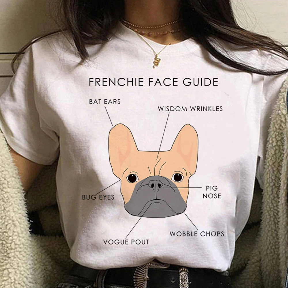 French Bulldog t-shirts women comic streetwear summer t shirt girl 2000s clothes