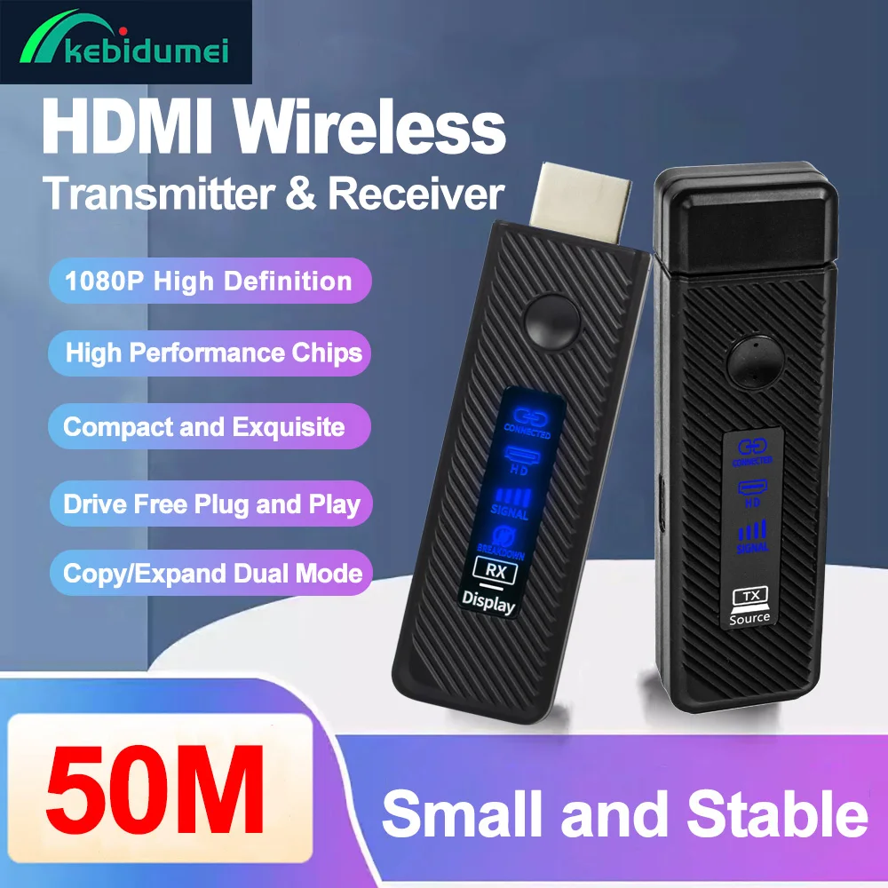 Kebidumei 50M 1080P sans fil HDMI vidéo Audio transmetteur récepteur extension écran d'affichage adaptateur TV bâton pour TV projecteur PC