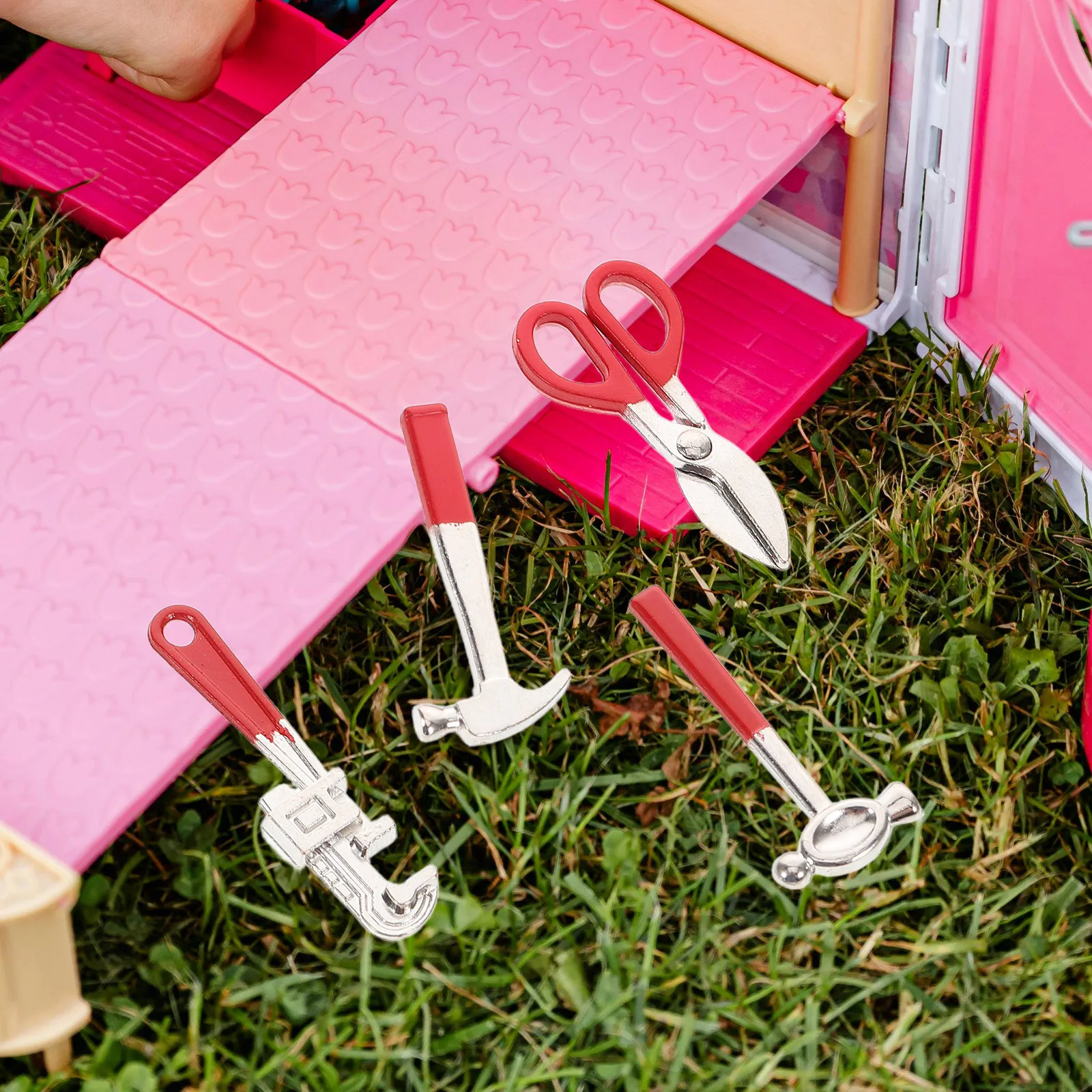 8 個のミニチュアツールセット ミニハンマーレンチ ドールハウス装飾用 クラフト写真小道具 ドールハウス用ミニ家具