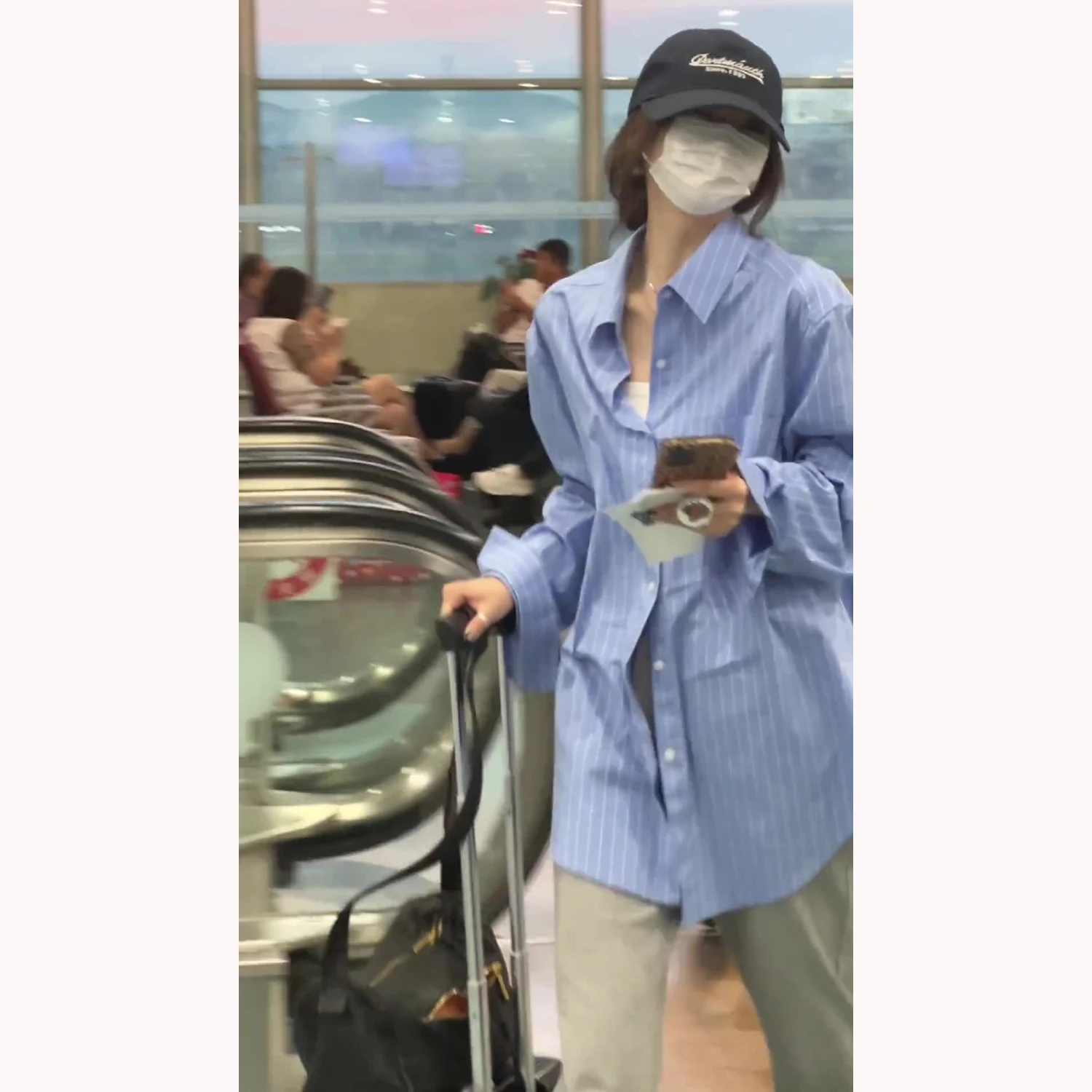 Blue Striped Women's Shirt Summer New Design Loose Long Sleeve Korean Style Elegant Fashionable Commute Wind Casual Top